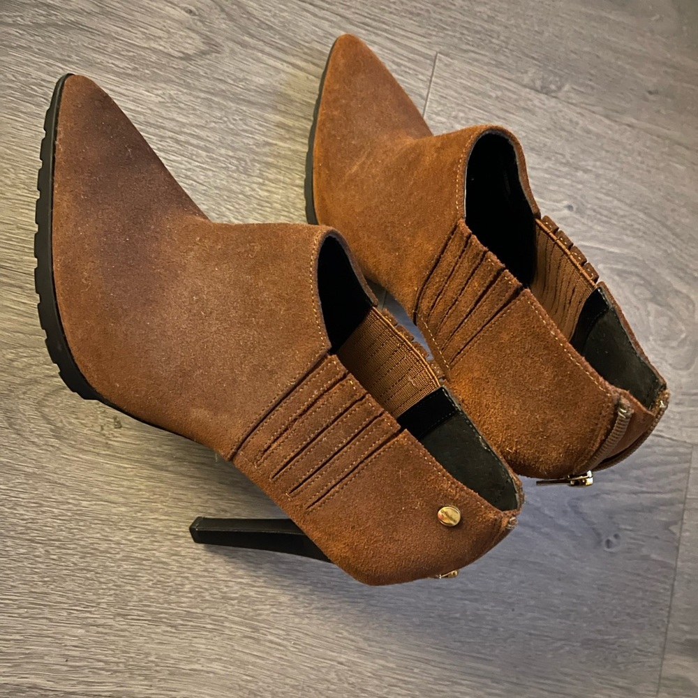 Calvin Klein Tan Suede Heeled Boots